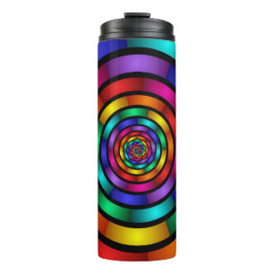 Ronde en Psychedelic Colorful Modern Fractal Art Thermosbeker