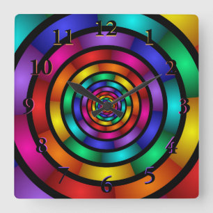 Ronde en Psychedelic Colorful Modern Fractal Art Vierkante Klok