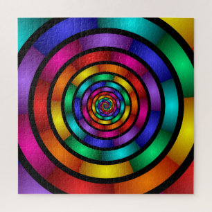 Ronde en psychedelische kleurrijke moderne fractal legpuzzel