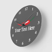 Ronde Épicé rouge piment chaud horloge de cuisine (Angle)