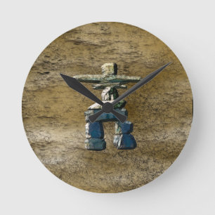 Ronde Esquimau inuit Inukshuk & Horloge de texture rock 