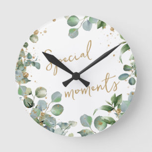 Ronde Eucalyptus or parties scintillant horloge 2