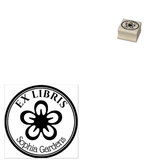 Ronde Ex Libris - Bloem Rubberstempel (Gestempeld)