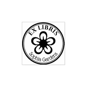 Ronde Ex Libris - Bloem Rubberstempel