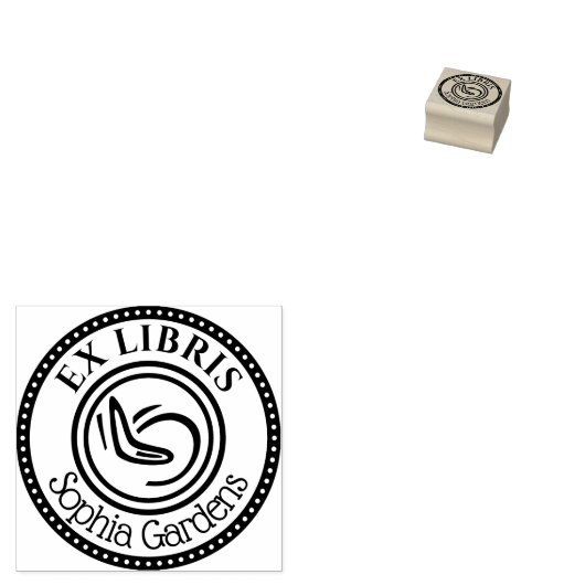 Ronde Ex Libris Boomerang - Decoratieve rand Rubberstempel (Gestempeld)