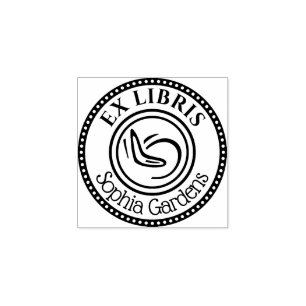 Ronde Ex Libris Boomerang - Decoratieve rand Rubberstempel