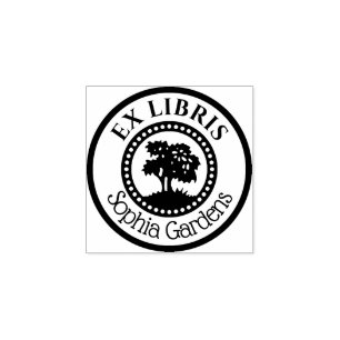 Ronde Ex Libris Decoratieve binnencirkel met struc Rubberstempel