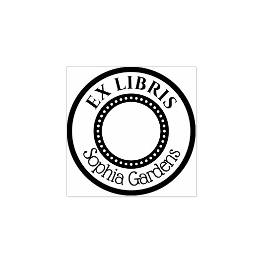 Ronde Ex Libris Decoratieve binnencirkel Rubberstempel (Afrduk)