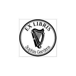 Ronde Ex Libris - Harp Motif Rubberstempel