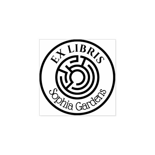 Ronde Ex Libris Labyrinth 03 Rubberstempel (Afrduk)