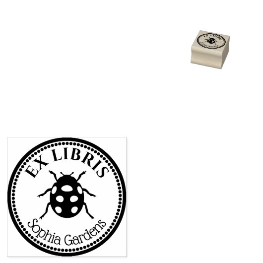 Ronde Ex Libris - Ladybird Rubberstempel (Gestempeld)