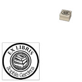 Ronde Ex Libris Stapked Books Motif Rubberstempel (Gestempeld)