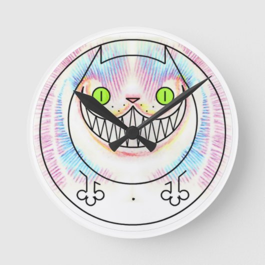 Ronde Fat Cheshire Chat Acrylique Mur Horloge (Recto)