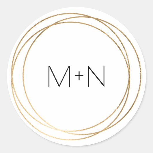 Ronde Faux Gold lijst monogram envelop afdichtinge Ronde Sticker (Voorkant)