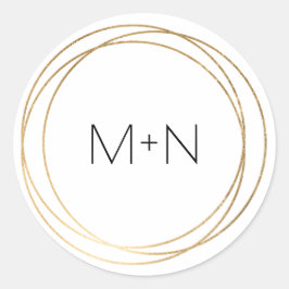 Ronde Faux Gold lijst monogram envelop afdichtinge Ronde Sticker