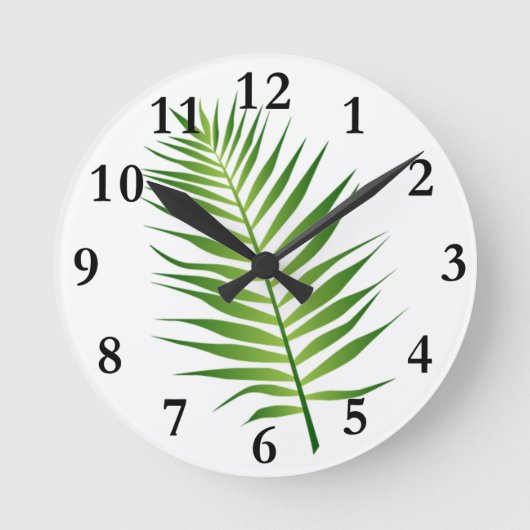 Ronde Fern Leaf Frond Botanique Design Horloge (Recto)