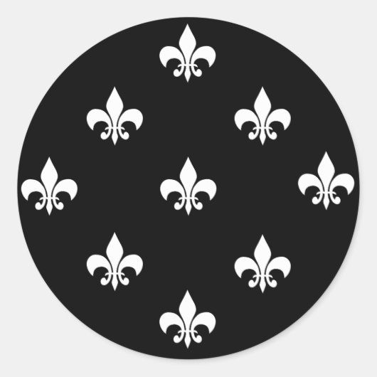 Ronde Fleur de Lis Stickers WIT (Voorkant)