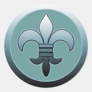 Ronde Fleur de Lis Stickers ZACHT BLAUW