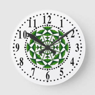 Ronde Forêt Vert Et Vert Floral 153 Mur Horloge