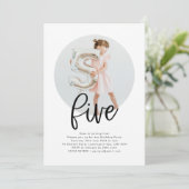 Ronde Foto 5 Birthday Uitnodiging (Staand voorkant)