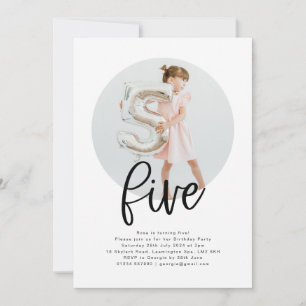 Ronde Foto 5 Birthday Uitnodiging