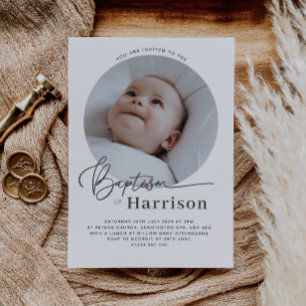 Ronde foto Baptism-uitnodiging Kaart