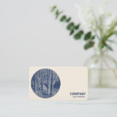 Ronde foto - Bomen van een rivier - Cyanotype Visitekaartje (Staand voorkant)
