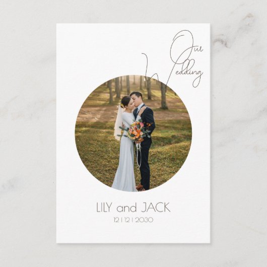 Ronde foto Sla de datum Minimalistische behuizing Informatiekaartje (Voorkant)