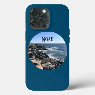 Ronde foto van Atlantische Oceaan Rocky Shore Blue iPhone 13 Pro Hoesje