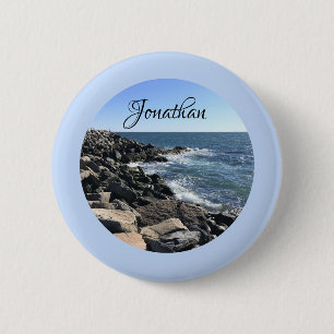 Ronde foto van het Zee van de Atlantische Oceaan R Button 5,7 Cm