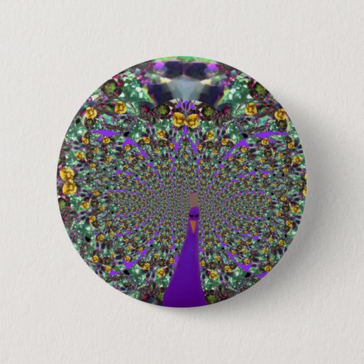 Ronde fractale Peacock-Button Button 5,7 Cm (Voorkant)