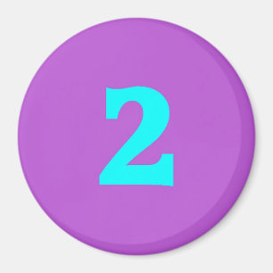 Ronde Fridge Magnet - nummer 2 - Turquoise/Violet Magneet