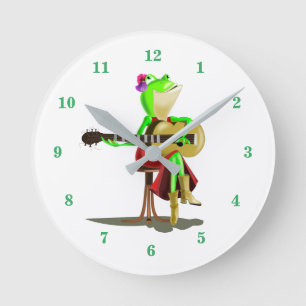 Ronde Frog Jouer Guitare Horloge Couleur personnalisée -