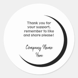 Ronde glanzende sticker met halve maan