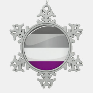 Ronde Glossy Asexual Pride Flag Tin Sneeuwvlok Ornament
