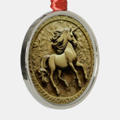Ronde Gouden Eenhoorn Munt, Metalen Ornament (Rechts)
