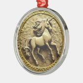 Ronde Gouden Eenhoorn Munt, Metalen Ornament (Links)