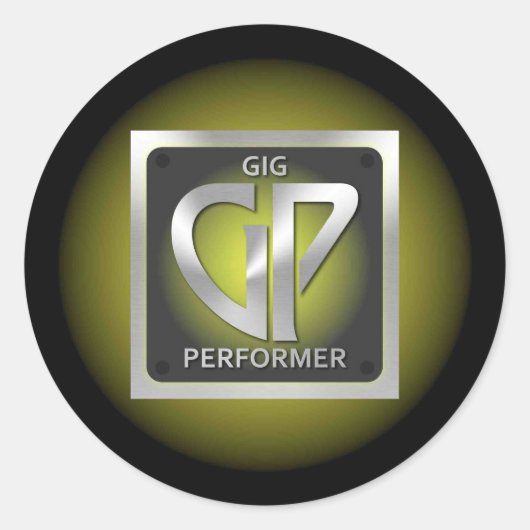 Ronde GP Sticker met Gele Logo (Voorkant)