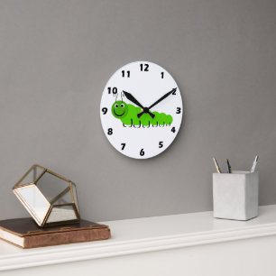 Ronde Green Caterpillar Insect Design Mur Horloge