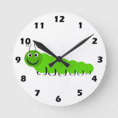 Ronde Green Caterpillar Insect Design Mur Horloge (Recto)