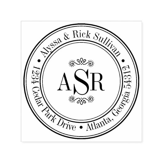 Ronde Grens Initialen Monogram Creëer Uw Eigen Zelfinktende Stempel (Design)