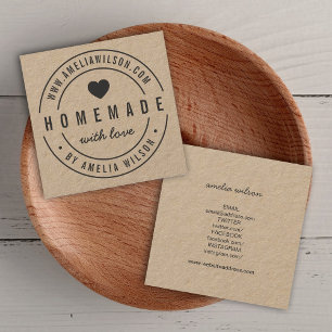 Ronde grenshomemade met liefdeshart sociale media vierkante visitekaartje