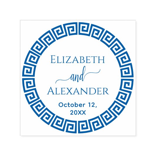 Ronde Griekse Sleutel S Frame Namen Datum Trouwen Zelfinktende Stempel (Design)