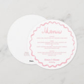 Ronde grillige Blush Pink Wavy Lijst Wedding Menu (Voorkant / Achterkant)