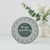  Ronde Groen + Wit Keltisch Feestdagenkaart (Staand voorkant)