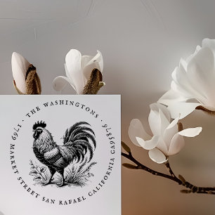 Ronde  Haan Familienaam Retouradres Rubberstempel