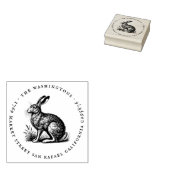 Ronde  Hare Familienaam Retouradres Rubberstempel (Gestempeld)