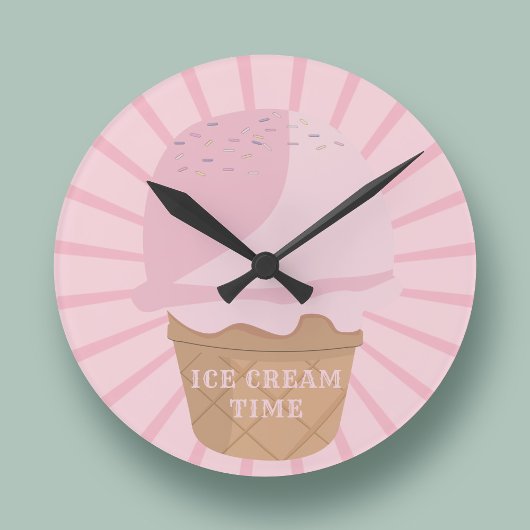 Ronde Heure Crème glacée rose Cuisine mural Horloge