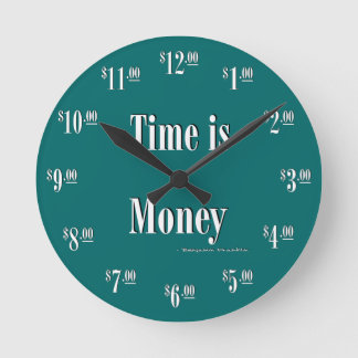 Ronde Heure est Argent Horloge - Texte blanc sur vert