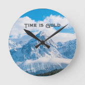 Ronde Heure personnalisée - Gold Text Sky Image Horloge  (Recto)